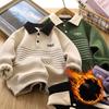 Winter Boys Warm Hoodies Children Autumn Plus Velvet Sweatshirts Children Fashion Padded Tracksuit 2024 New Kids Fleece Clothing