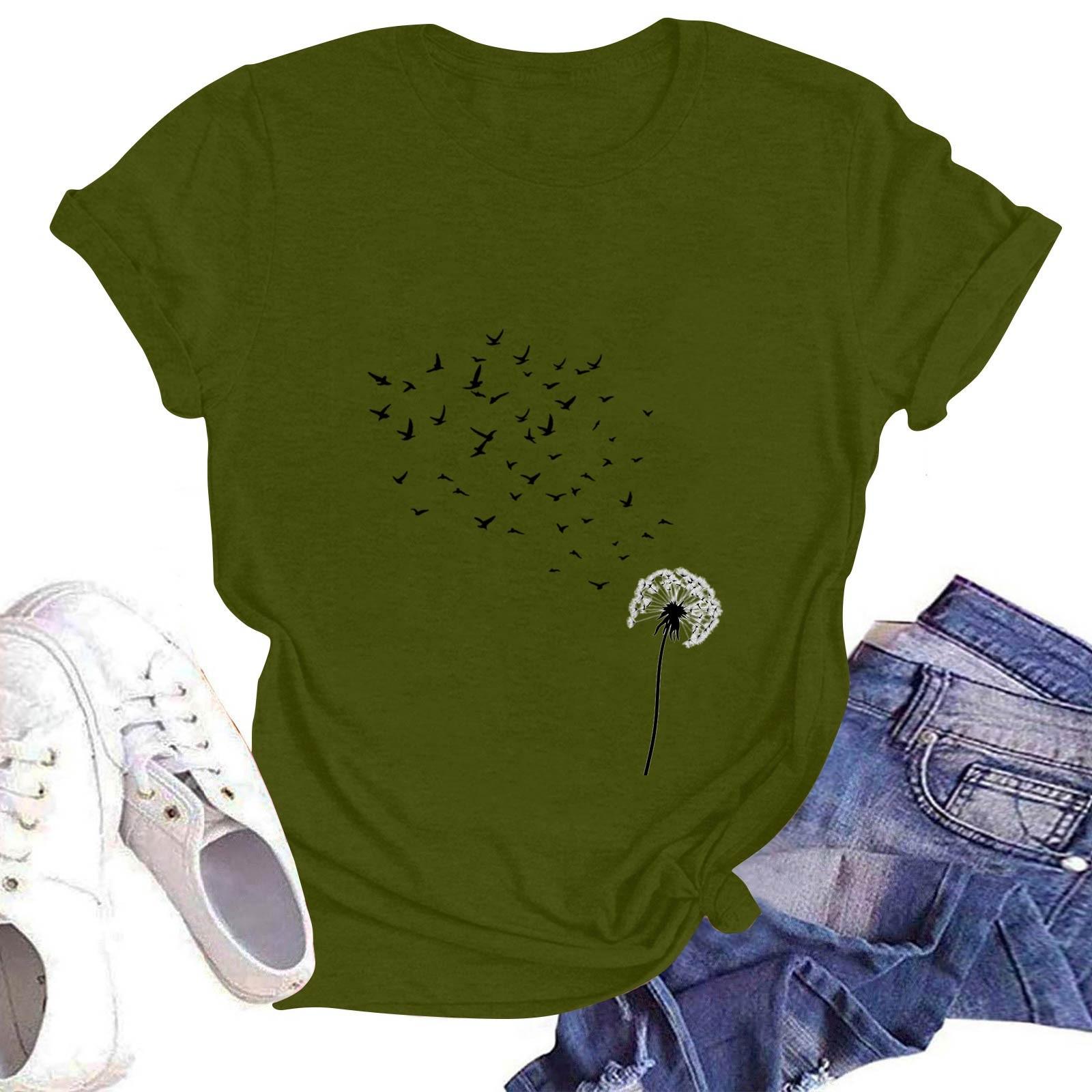 

Женская повседневная футболка с круглым вырезом и коротким рукавом L армия зеленый