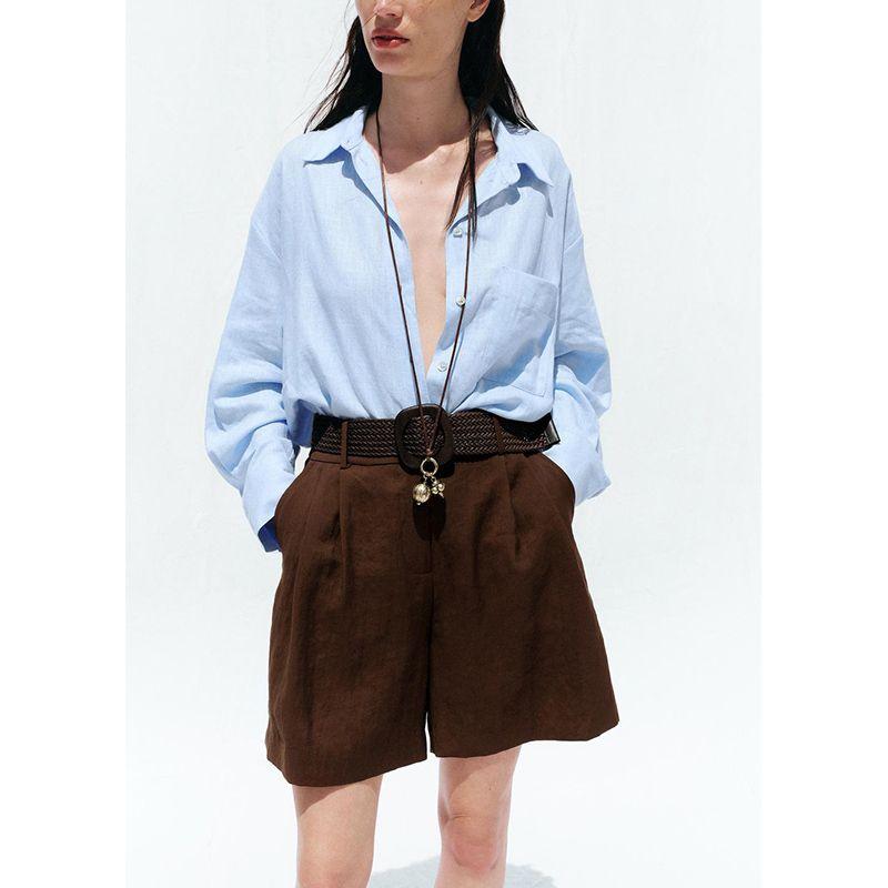 Summer New Product Women's Clothes High Waist with Belt Elegant Pleated Fashion Casual Shorts 8649767 8372444