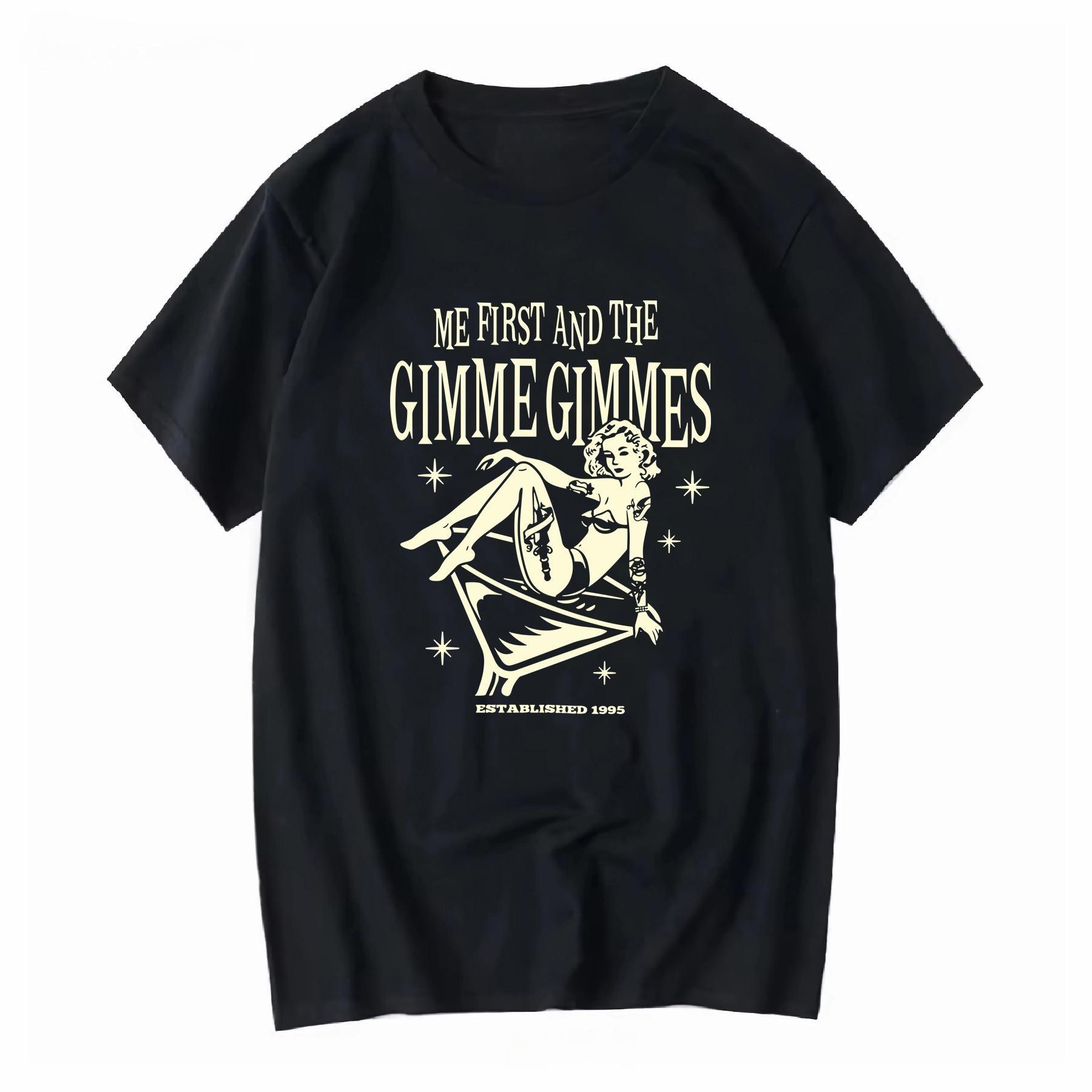 

Summer Hot Sale Loose Me First and The Gimme Gimmes Tshirt Vintage Punk Rock Band Pinup Girl Graphic Casual Streetwear Top S