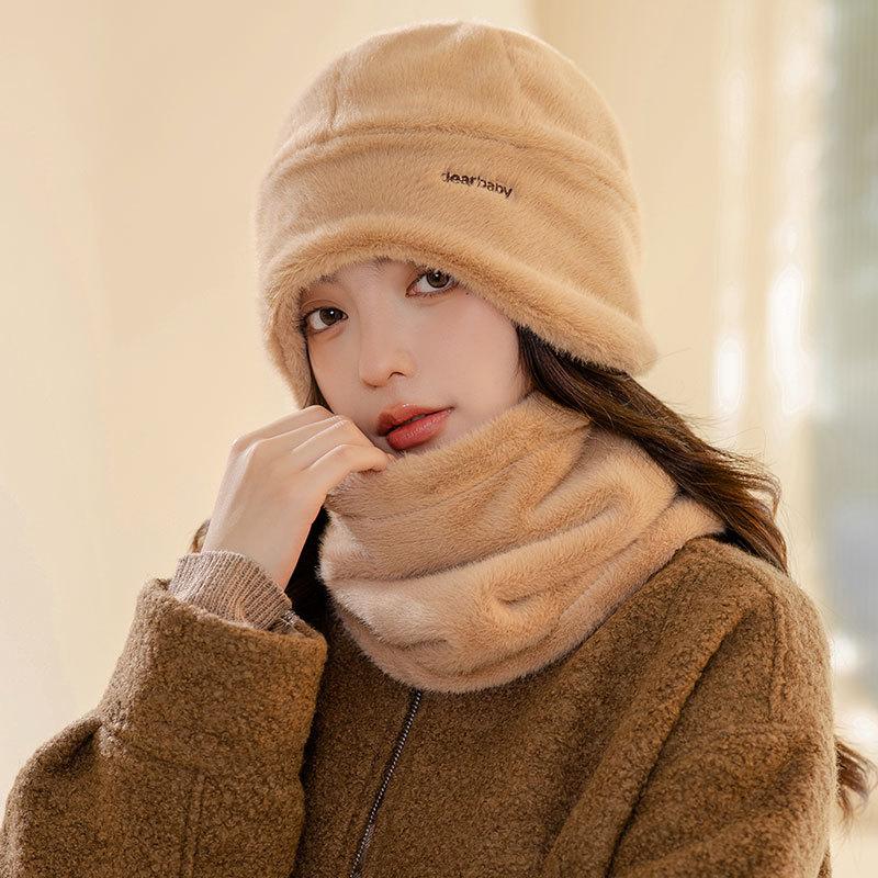 Women's plush thread warm hat autumn and winter wind-proof scarf cover ski knitted cotton hat cycling sports hat