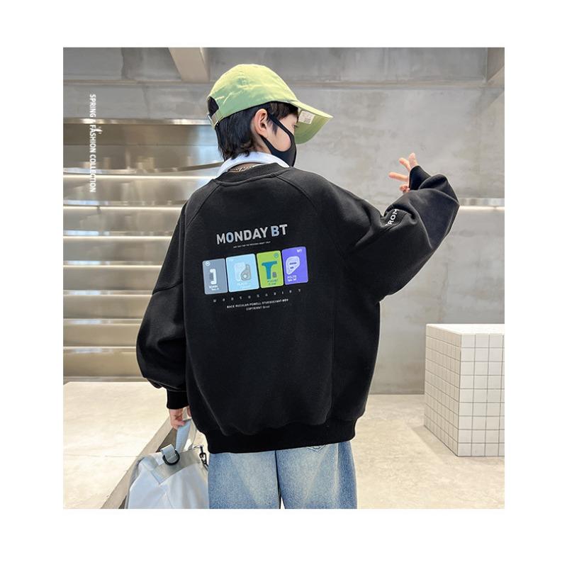 Jungen Langarm Baumwoll-Sweatshirt Frühling Herbst Lässiges Oberteil