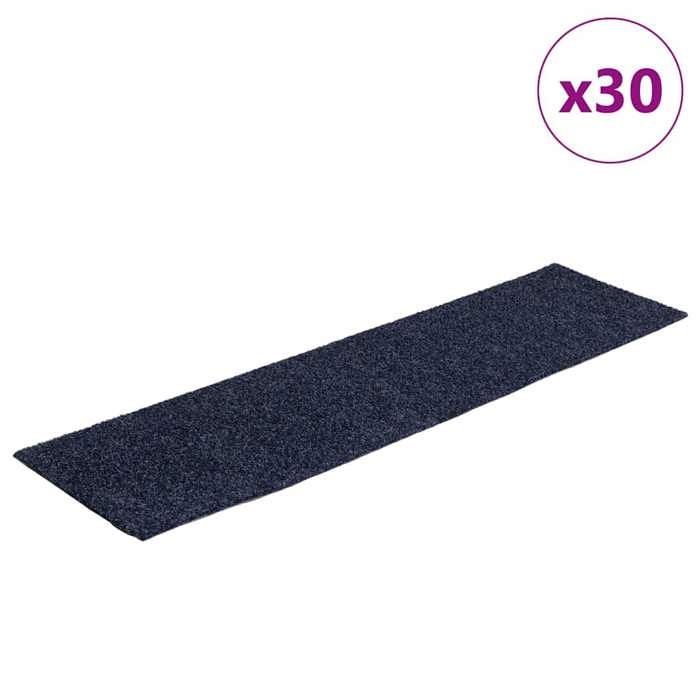 VidaXL Tapis d'escalier autocollants 30 pièces 76 x 20 cm Gris Bleu Rectangulaire 3365726