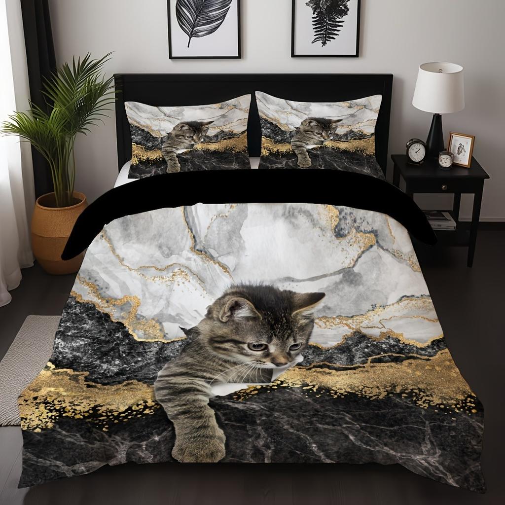 Marble Carts Bedding Set Soft Polyester Duvet Cover Set Quilt Cover With Pillowcase For Bedroom Decor Birthday Gift For Girls