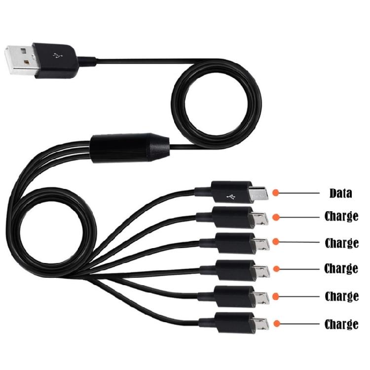 Multi Micro USB Sync Cable 6 In 1 Charging Cord with 6 Micro USB Plug for Mobile