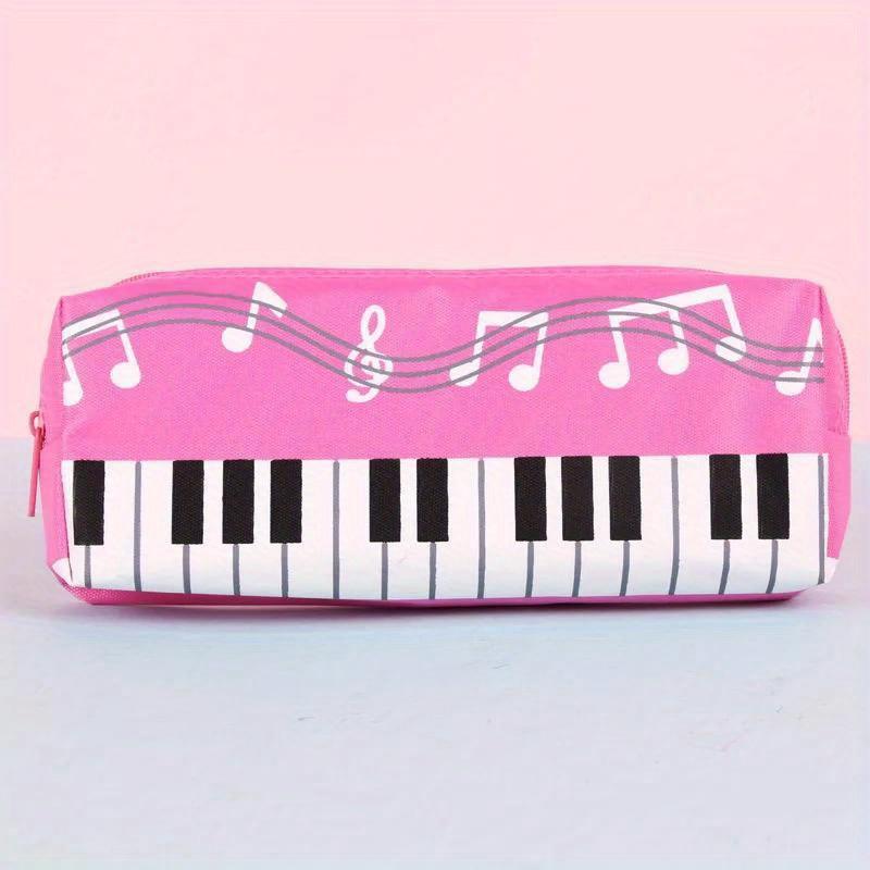Creative Student Pencil Bag Square Pencil Bag Single Layer Pencil Bag Musical Note Piano Stationery Bag Stationery Box