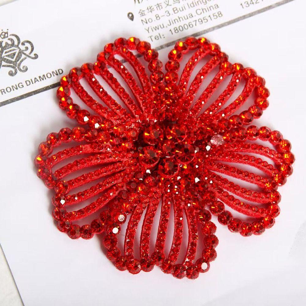Cute 8cm Rhinestone Brooch DIY Exquisite Flower Brooch Flower Clothing Patch for Birthday Parties Weddings and Banquets Cloth