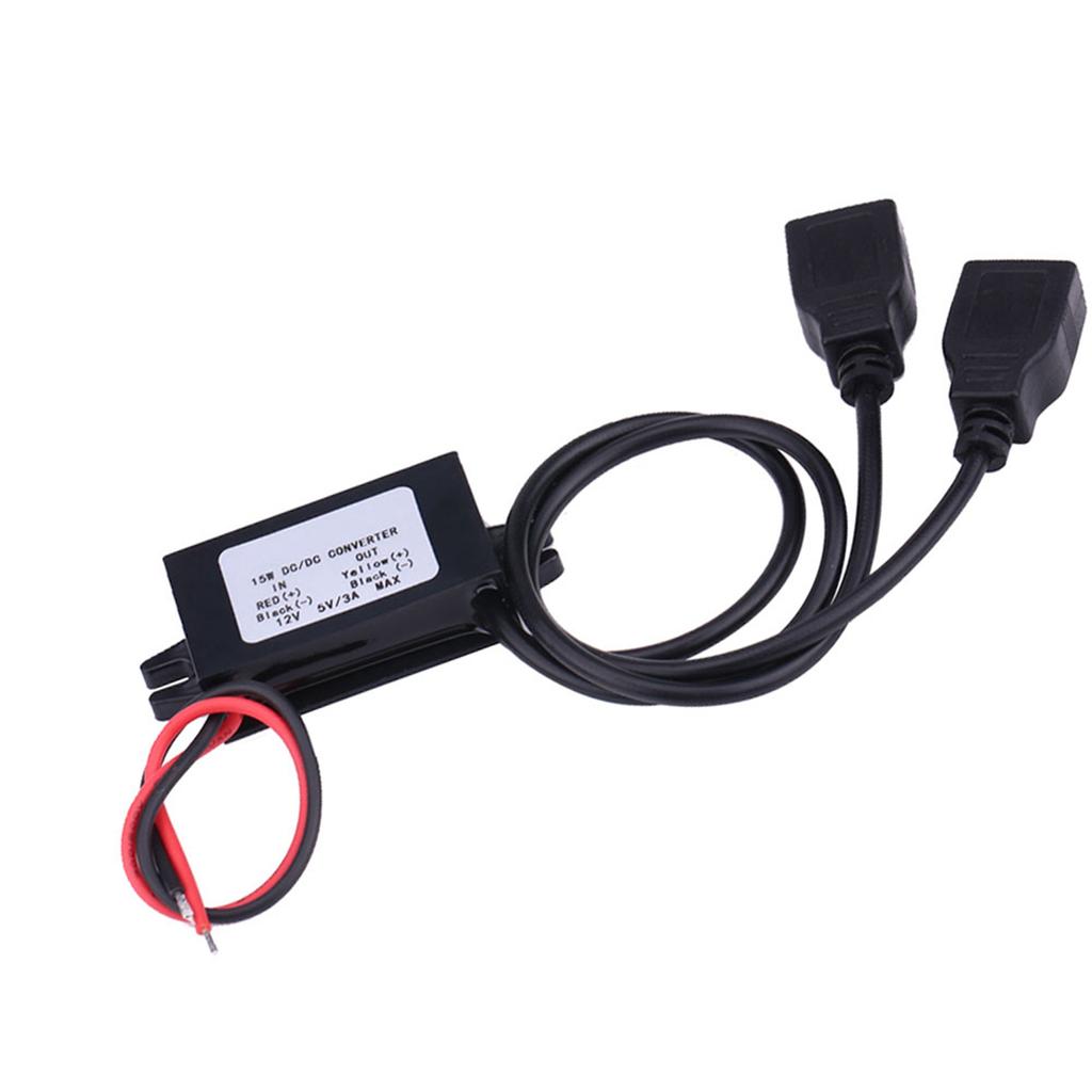 3A DC 12V to DC 5V Dual USB Charger Adapter Converter Module for Car Motorcycle Phone Charge