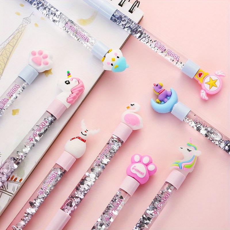 1pc Glitter Sequin Various Cartoon Styles Comfortable Grip Stationery School Office Supplies Student Prize Gift Writing Tools Holiday Gift Novelty Sta