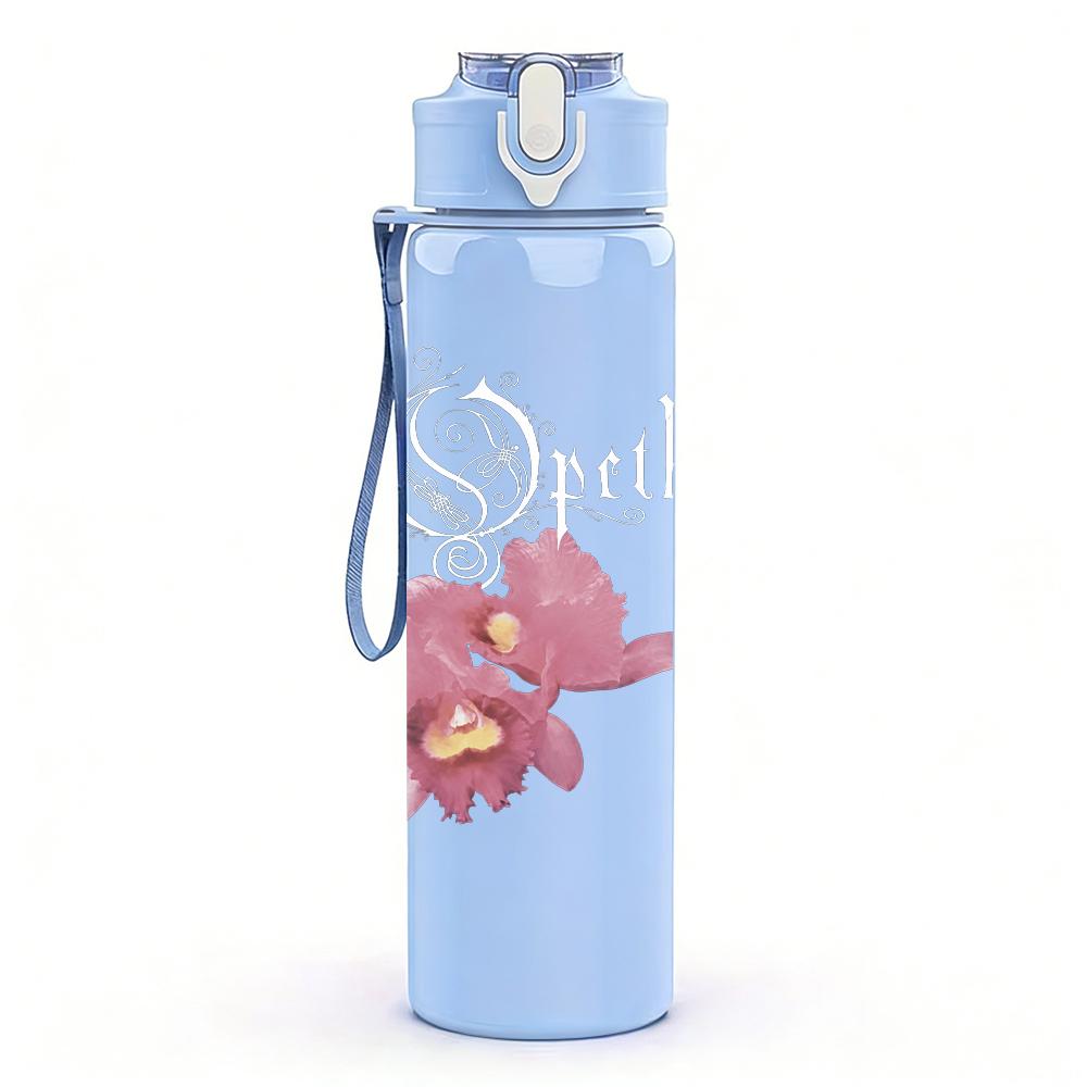 1PC Pink Orchid Floral Soft Vintage Print 750ml Portable Sports Water Bottle Leakproof Gym Outdoor Travel Drink Cup
