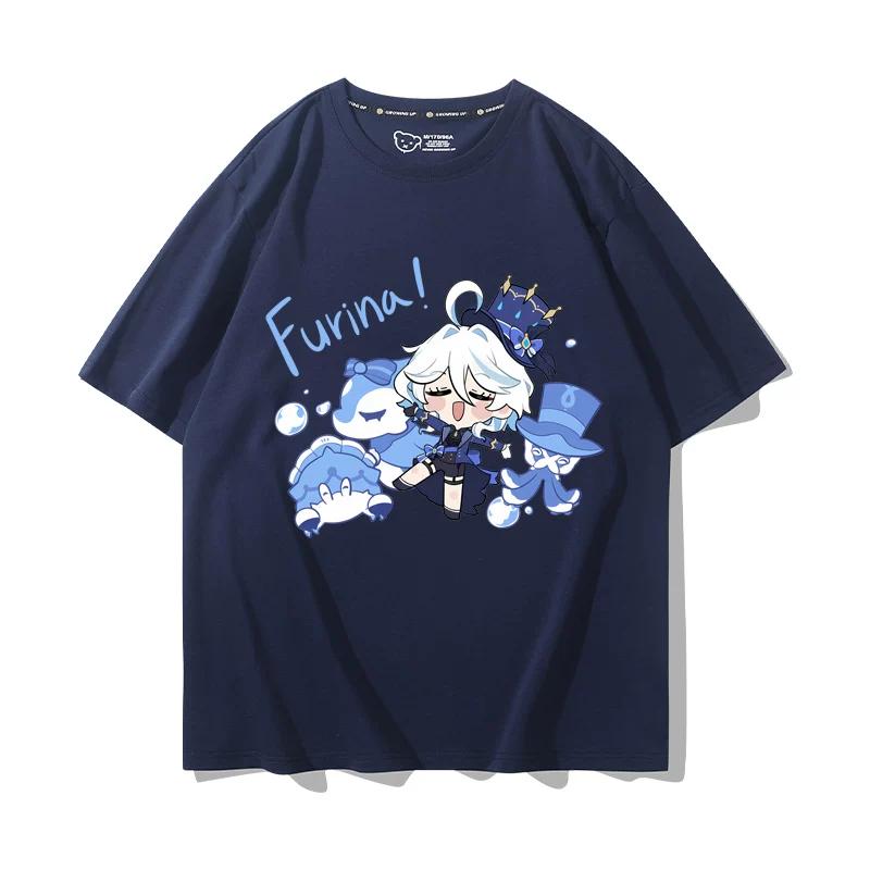 Popolari T-shirt da Uomo Genshin Impact Furina Stampa 3D Manica Corta Magliette Moda Uomo Donna Girocollo Top Abbigliamento Estivo