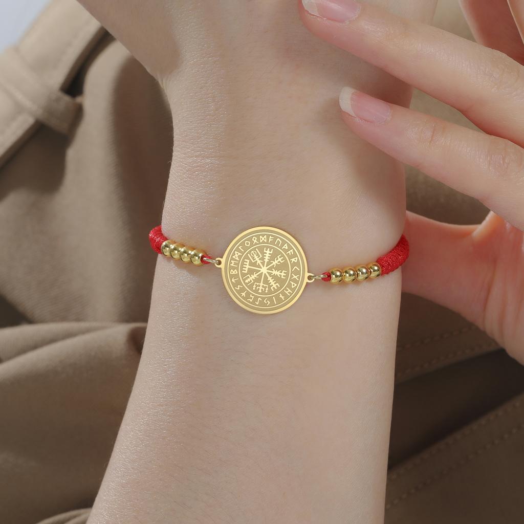 Wikinger Runenkompass Armband Nordische Talisman Edelstahl Verstellbare Kette Amulett Spirituelles Schutzsymbol Schmuck Geschenke