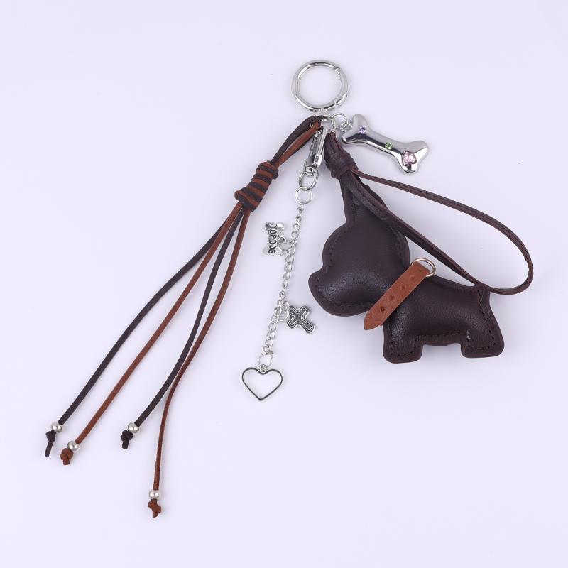 Y2K Skinn Valpe Nøkkelring Ins Vintage Flettet Tau Nøkkelring Trendy Bilnøkkelholder Veske Anheng Hengepynt