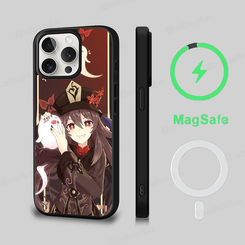 Genshin Impact Hu Tao Phone Case Magnetic Case For iPhone 18 16 14 13 12 11 15 Pro Max Plus For Magsafe Wireless Charge Cover