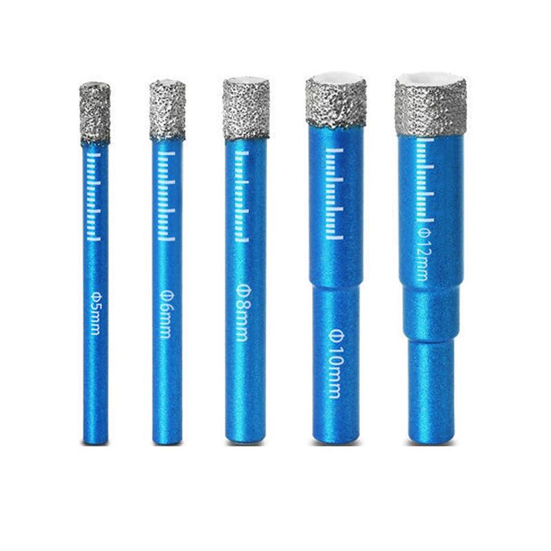 Multi-functional Diamond Drill Bit for Marble, Tile, and Glass - Round Handle, Brazed Dry Drilling
