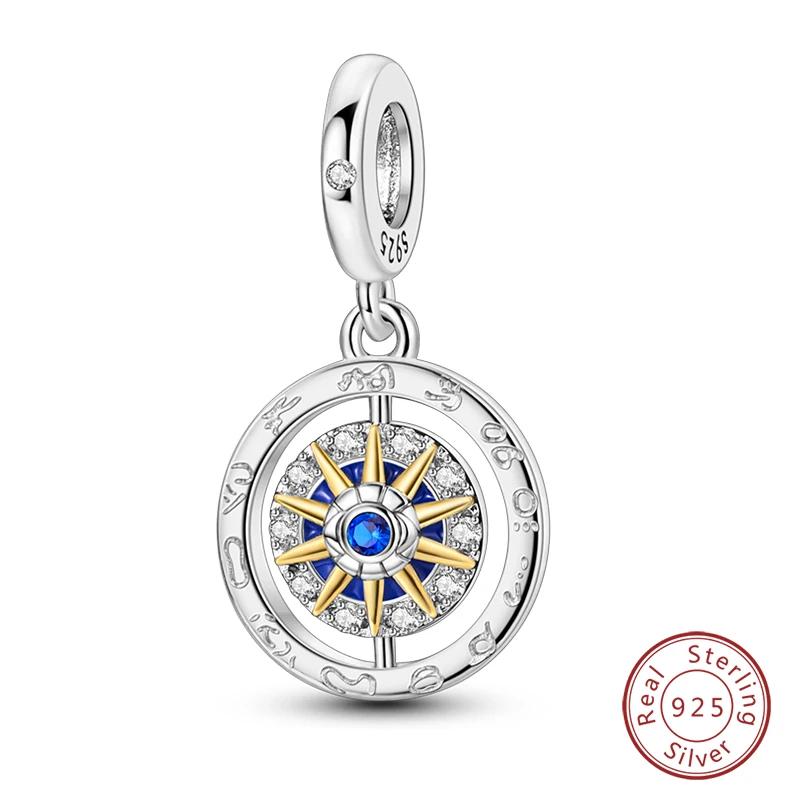 100% Copper Blue Round Crystal Life Tree Angel Star Moon Pendants Charms Fit Original Bracelets Diy Jewelry