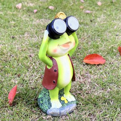 Estátua de Sapo Solar Escultura de Sapo de Jardim com Telescópio Estátua de Sapo ao Ar Livre com Luz Solar para Decoração de Pátio Gramado Quintal