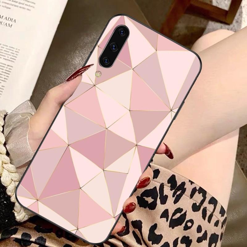 Geometric Abstract Crystal Phone Case For Samsung A91 A81 A73 A72 A71 A30S A20 A12 A13 A52 A53 4G 5G Soft Black Phone Cover