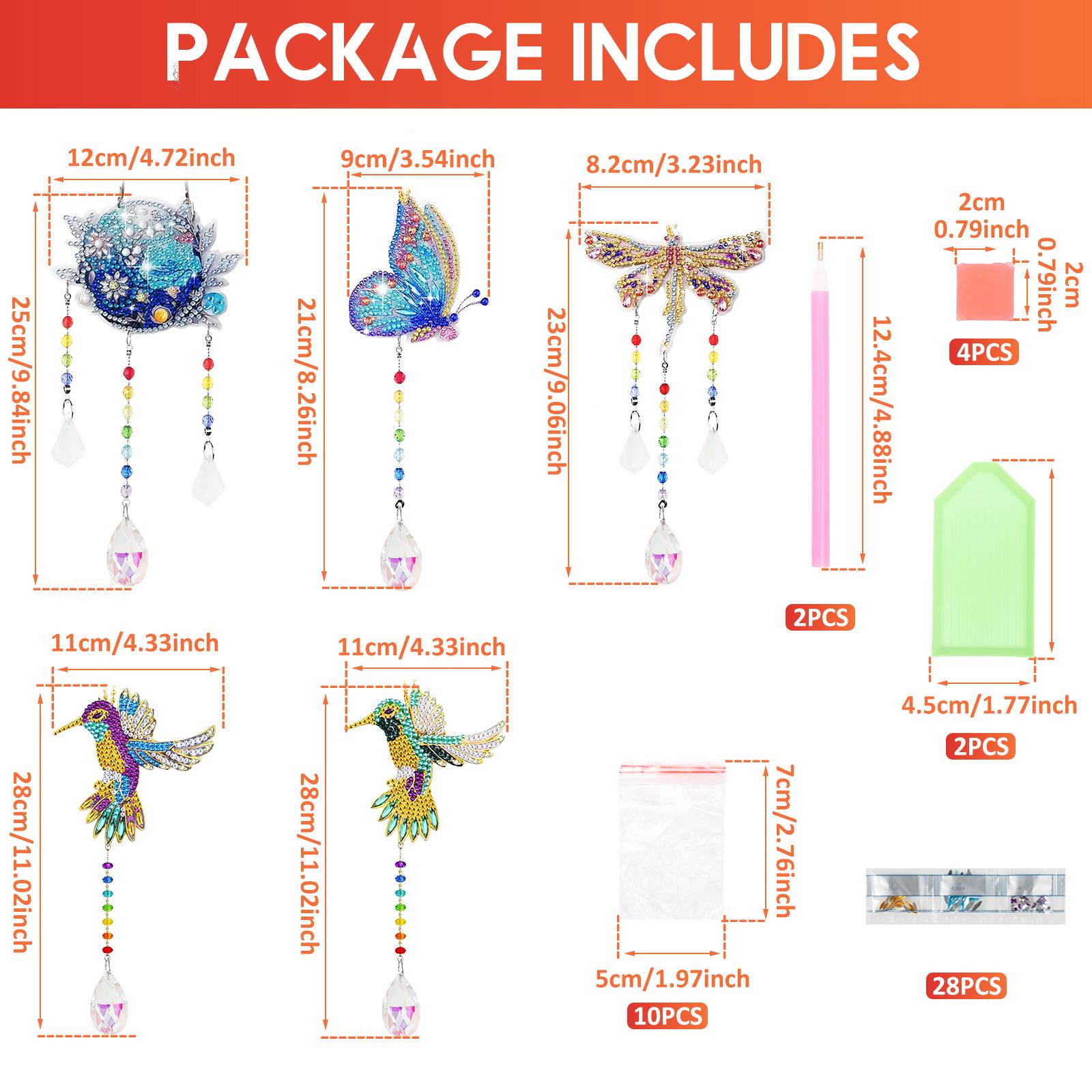 

5Pcs DIY Animal-themed Diamond Art Painting Sets Diamond Sun Catcher Crystal Pendant Keychain Bag Holiday Decorations
