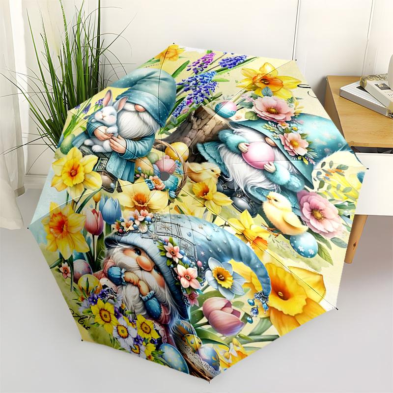 

Easter GnomesThemed Automatic Opening and Closing umbrella 8 Ribs, Suitable for Leisure and Going Out, Outdoor Accessory, Gothic Style, Fa