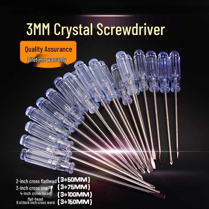 Compact Multi-functional Crystal Screwdriver Set for Phone & Computer Repair - Includes Phillips and Flathead.