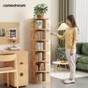 Solid Wood Rotating Bookshelf Cabinet: Wall-Mountable, Simple Storage for Students and Kids In Living Room