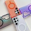 Metal Lens Phone Case For Samsung Galaxy S25 Edge S24 S23 S22 S21 Ultra Plus S24FE MagSafe Wireless Charge Discolour Clear Cover