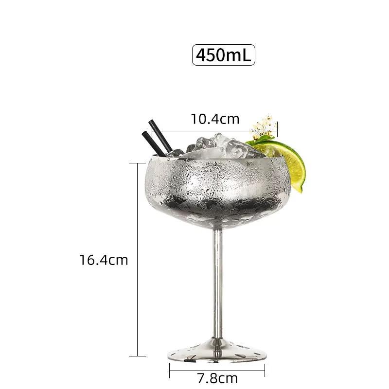304 Stainless Steel Stemmed Cocktail & Wine Glass – Martini, Champagne, Bar Cup