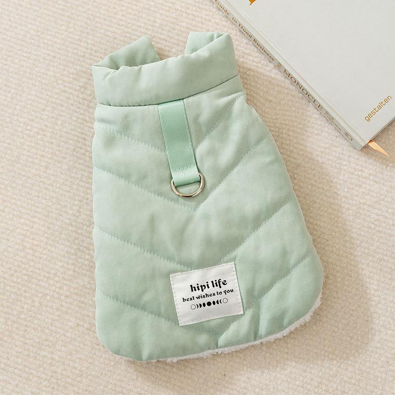 Dog winter warm velvet simple quilting cotton vest teddy small dog out can pull cat pet clothes