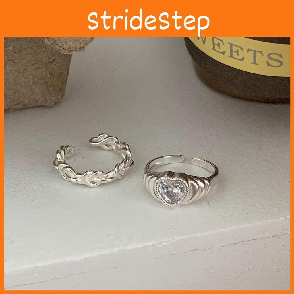 Fashionable Korean Twisted Heart Design Adjustable Ring In Shiny 925 Silver