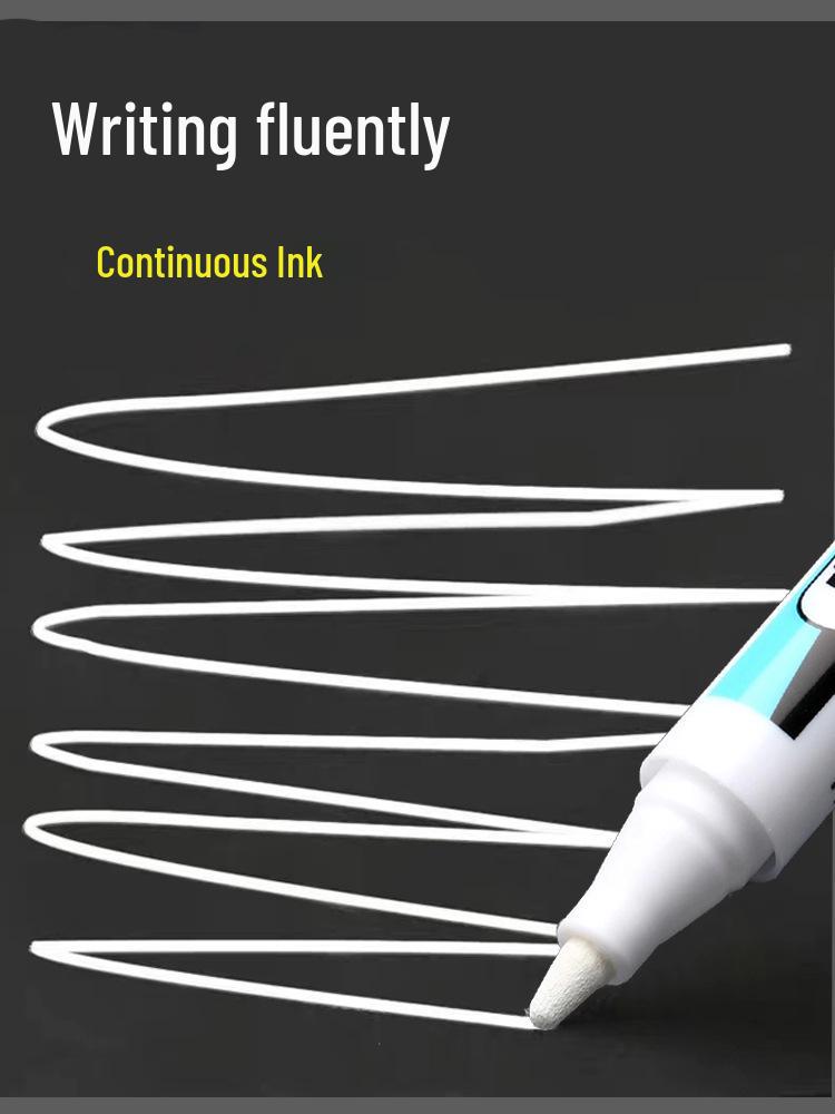 Marker alb impermeabil cu vârf fin și cerneală nerefuzabilă, care nu se estompează