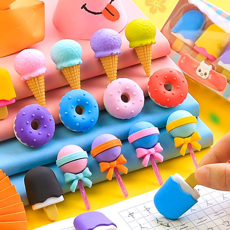 Creative Cartoon Gift Box Eraser Student Holiday Prize Gift Artificial Dessert Burger Eraser Wholesale Eraser