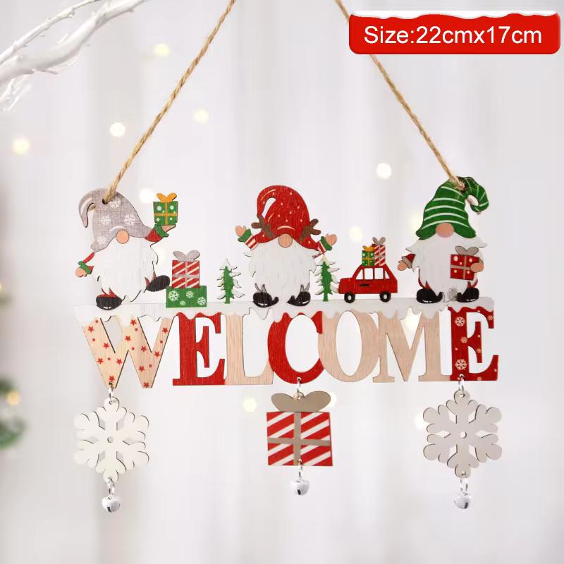 Christmas Door Decor Wooden Merry Christmas Sign Front Door Decor Santa Snowman Reindeer Decorations Wall Porch Decor