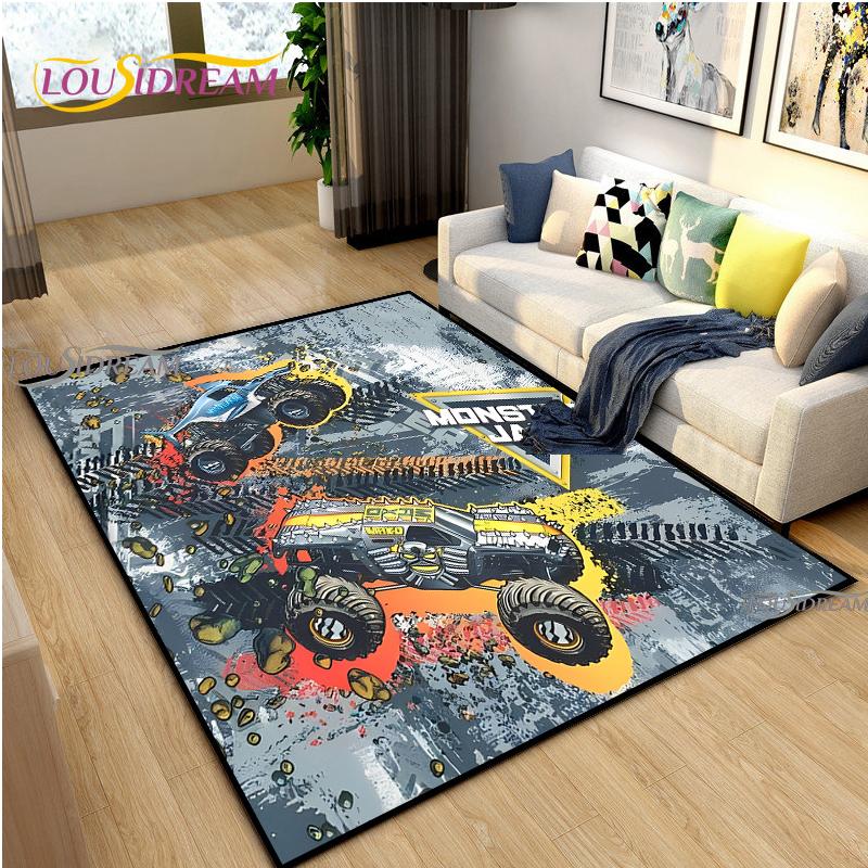 Monster Jam Truck Game Carpet for Living Room Bedroom Rug Kitchen Kids Door Unslip Floor Mat Birthday gift photography props Rug