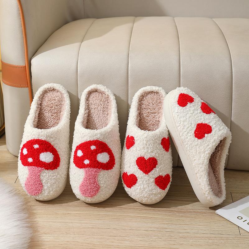 2025 Winter Love Rainbow Cotton Slippers Home Indoor Non-slip Warm Slippers Home Winter