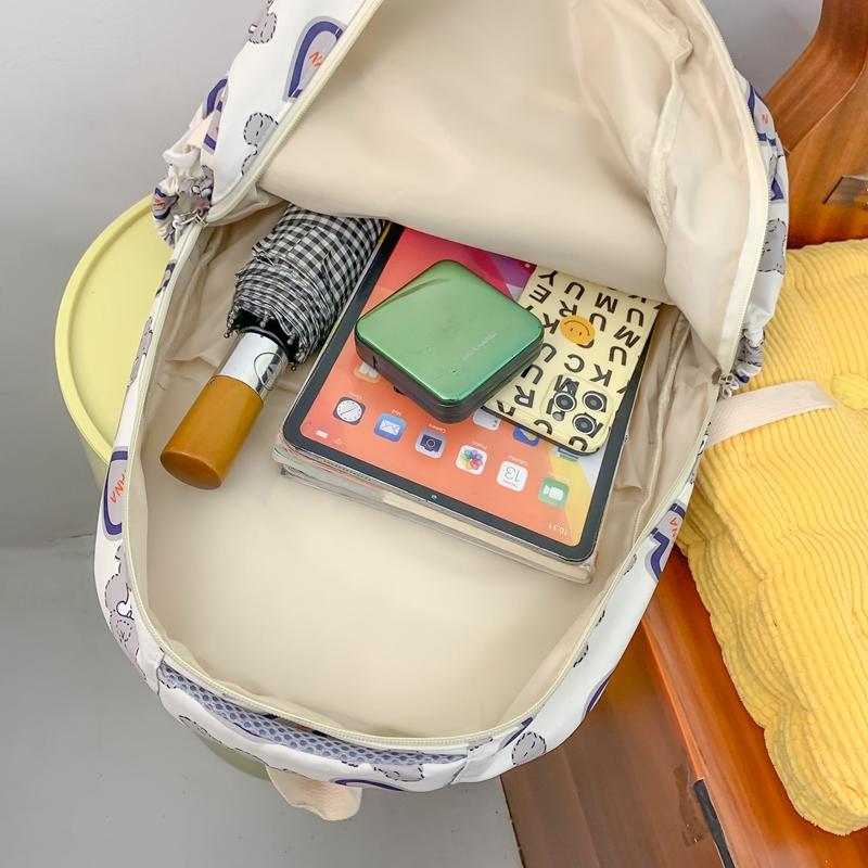 Girl Nylon Waterproof Printing School Bag Lady Cute Cartoon Leisure Laptop College Backpack Fashion Women Travel Kawaii Book Bag