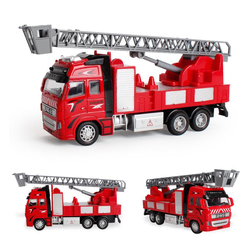 Kids Toy Large Simulation Pull Back Alloy Cement Excavator Construction Truck Fire Engine Model