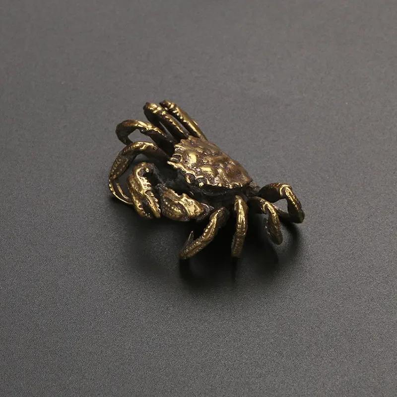 Retro Bronze Crab Statue Tea Pet Ornaments Pure Copper Solid Animal Miniature Retro Fish Tank Decoration Accessories Figurines