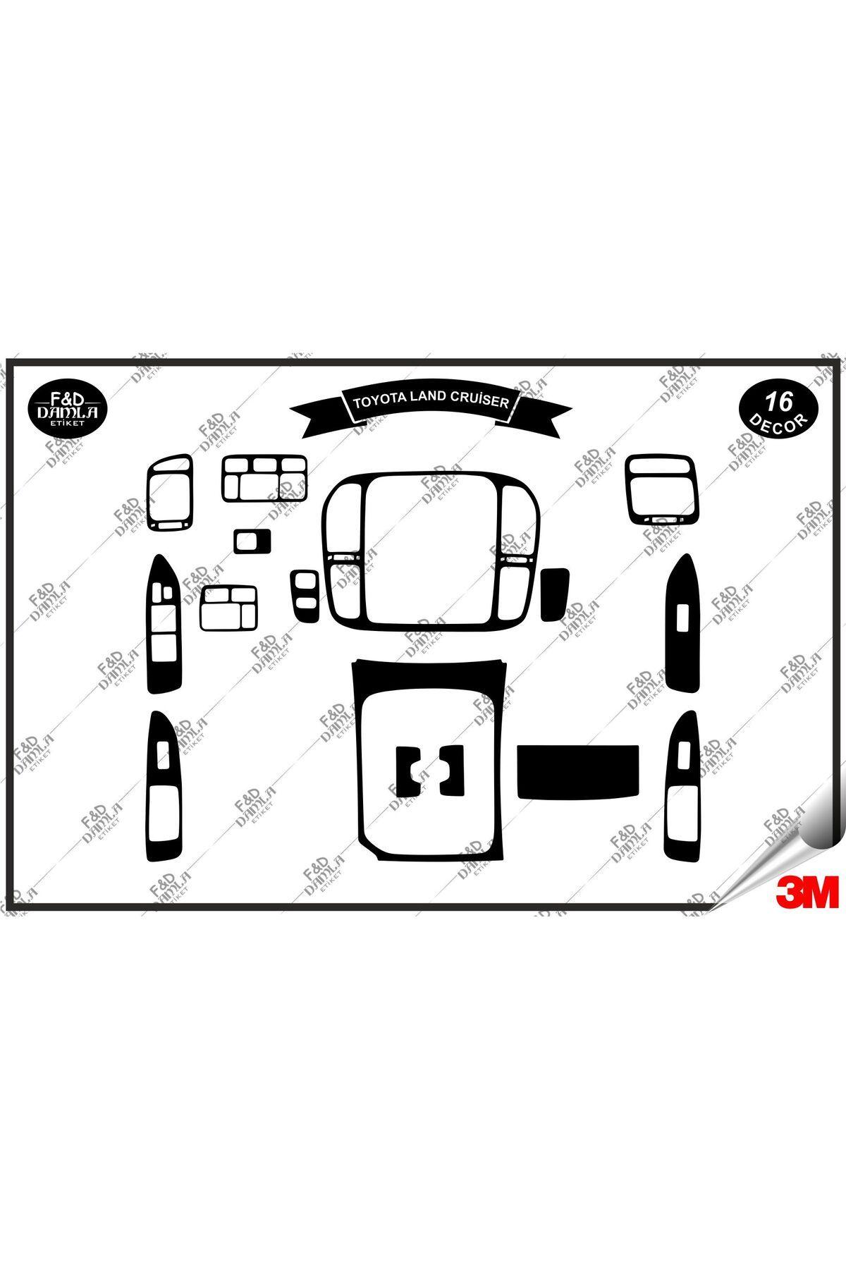 

Toyota Land Cruiser 1998 - 2003 Torpido Konsol Trim Göğüs Maun Kaplama Set 16 Parça Siyah Renk
