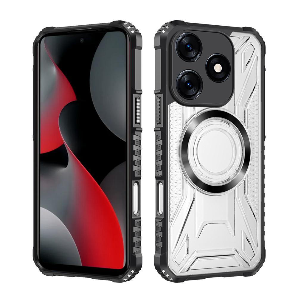 KEYSION Transparent Magnetic Case for TECNO Spark 10 Pro Soft Silicone+PC Heavy Duty Shockproof Phone Cover for Spark 10 4G 10C
