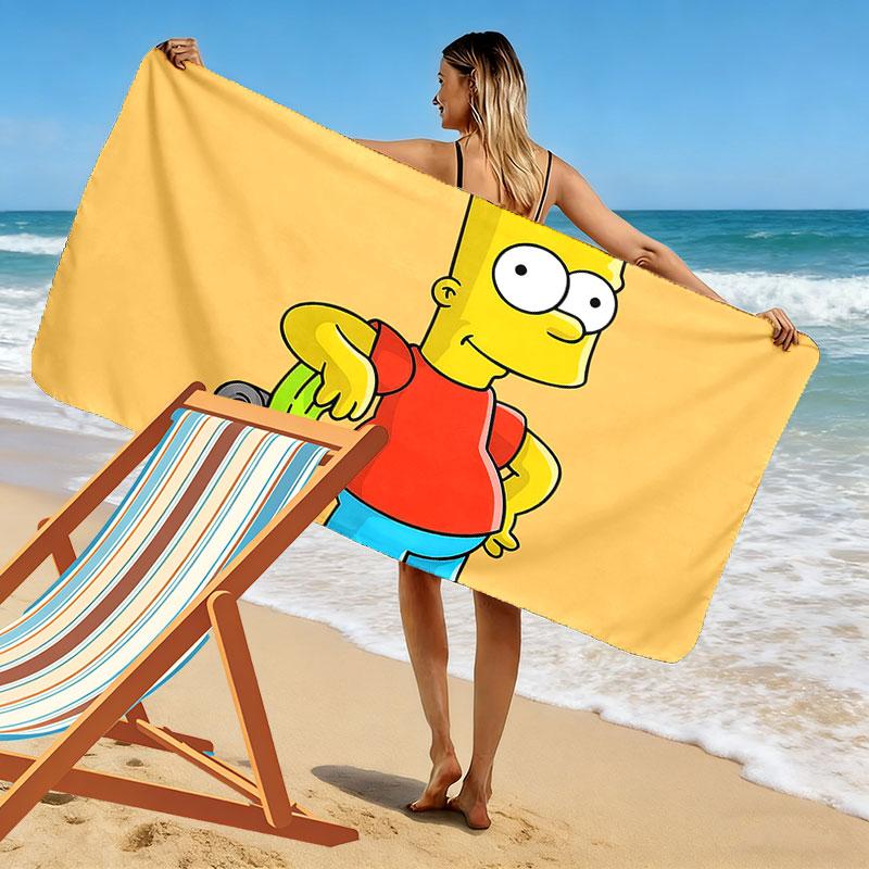 Bart Print Beach Towel, Large Soft Quick Dry Towel for Beach Camping Swimming