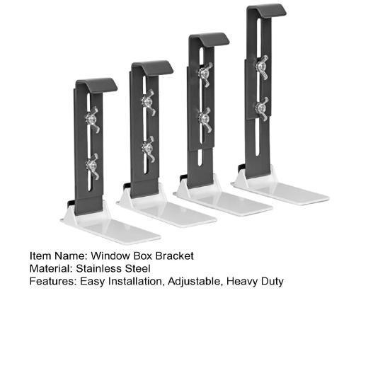 4 Pcs Window Box Brackets Heavy Duty Flower Box Brackets Adjustable Balcony Planter Holder for Deck Railing Balconies Window Box