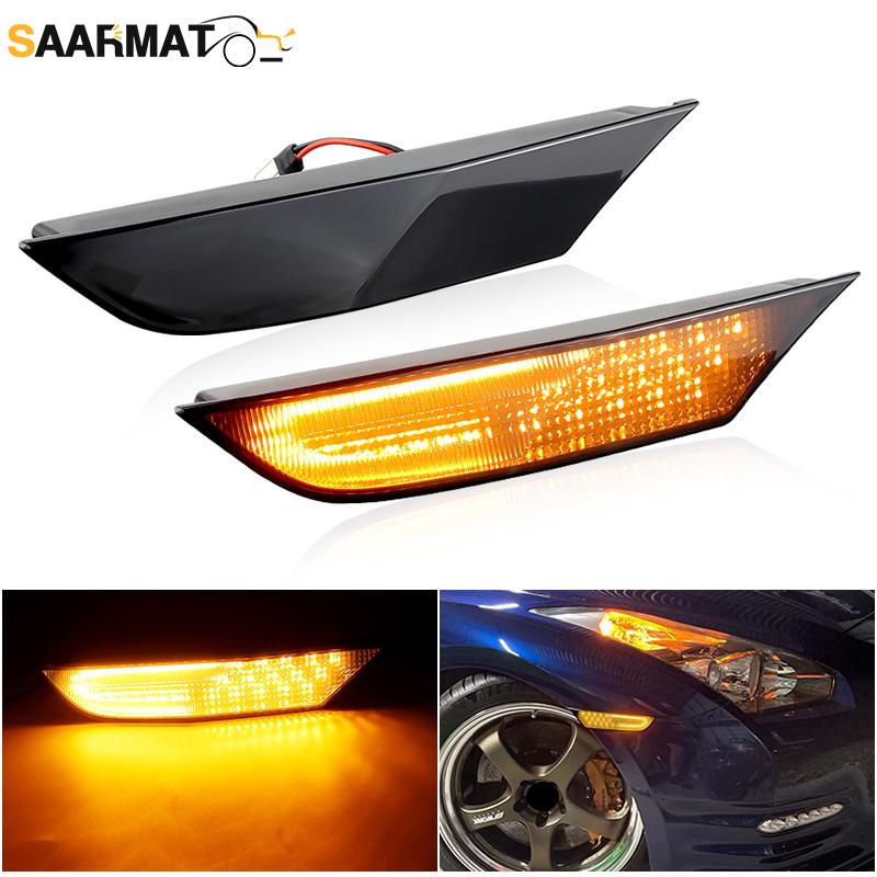 2pcs 12V CANBUS Error Free LED Side Marker Light for Nissan GTR R35 GT-R 2007-2025 OEM#26185-62B0A Amber Turn Signal Blinker T10