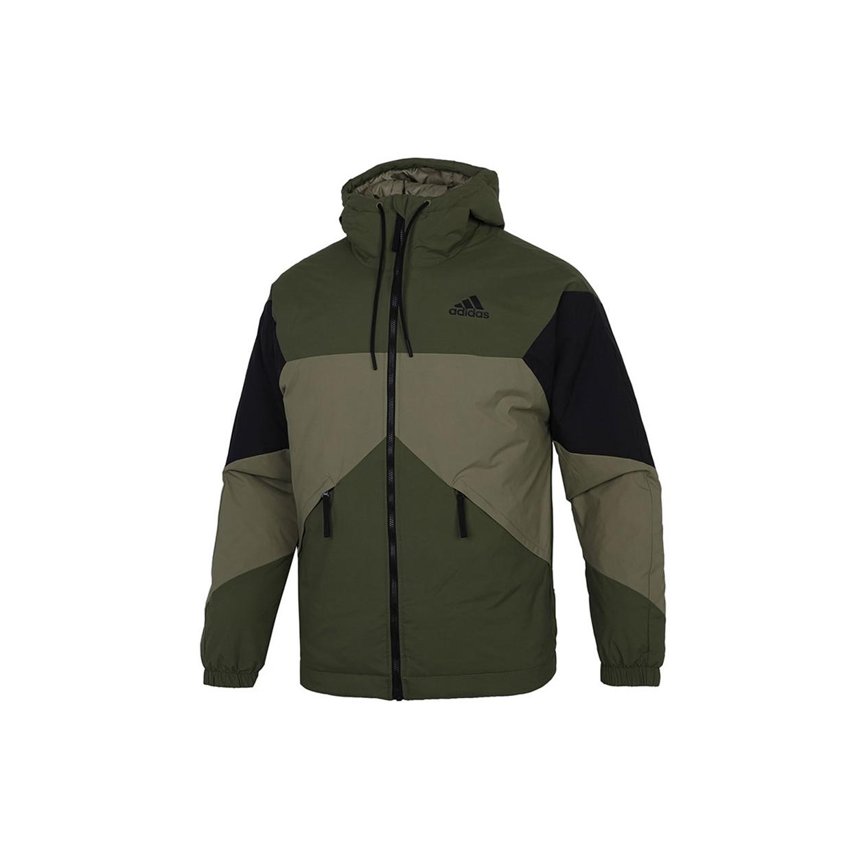 Мужские пуховики Adidas Армейский зеленый С капюшоном Умеренный Другие GT6547 XS
