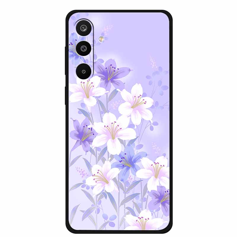 For Samsung Galaxy A36 5G Case Flowers Printed Silicone Phone Cases Cover for Samsung A26 5G TPU Shells A 26 36 Black TPU Coques