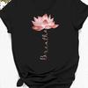 Plus Size Lotus Graphic Print T-shirt Short Sleeve Crew Neck Casual Top For Summer & Spring 's Plus Size Clothing