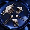 Gold Pearl Hair Comb Flower Wedding Headwear Luxury Hair Fork  Headpiece