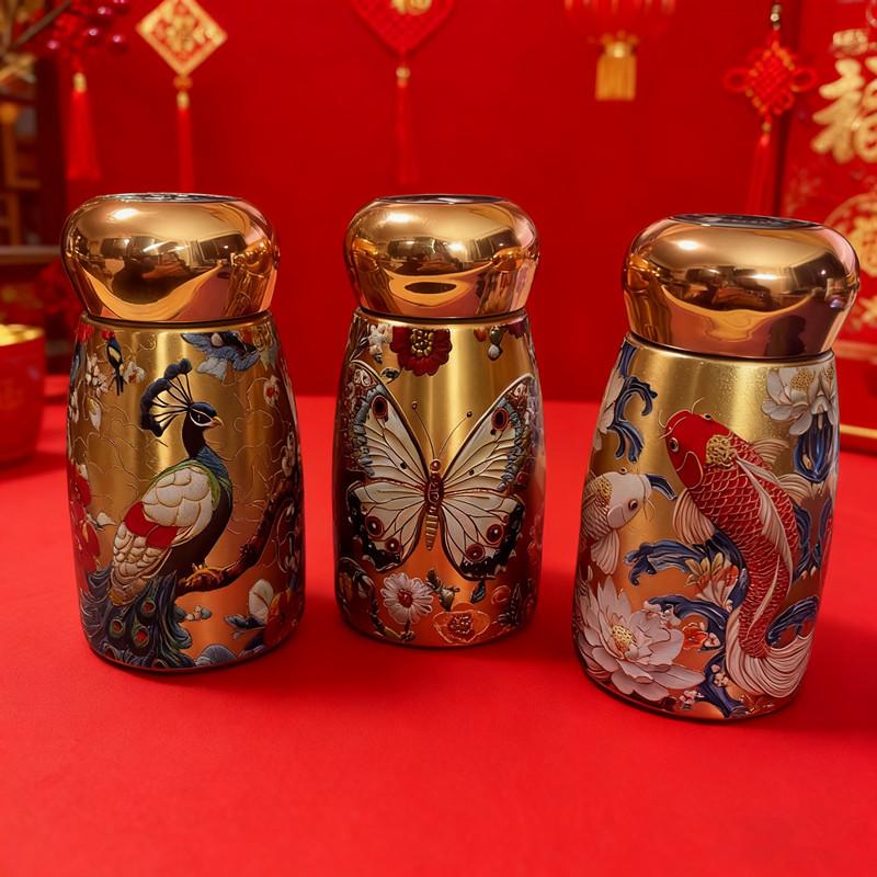 

Stainless steel smart thermos cup light luxury retro water cup portable creative pocket cup men s and women s high value mini cup 230ml