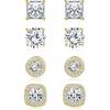 Hypoallergenic Silver Stud Earrings for Women Cubic Zirconia Halo Round Heart Square Diamond Large Silver Stud Set Earring