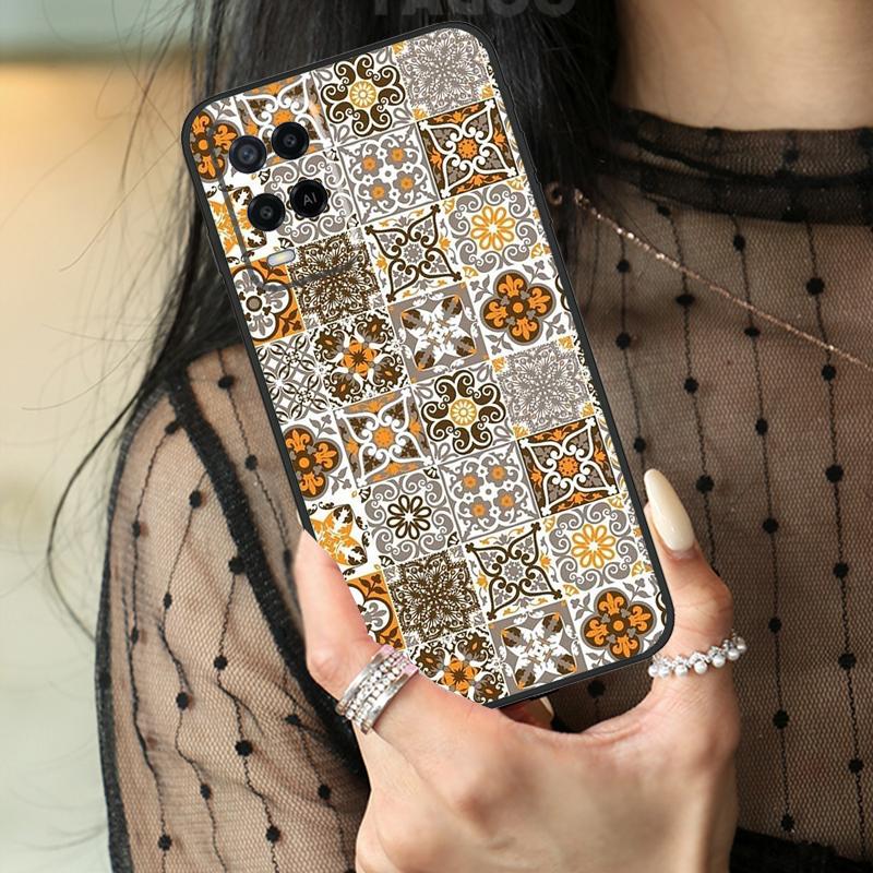 Boho Tile Mosaic Aesthetic Case For Oppo A16 A76 A96 A17 A18 A60 A80 A40 A38 A58 A78 A98 A94 A74 A54 A15 A57 A77 A5 Pro